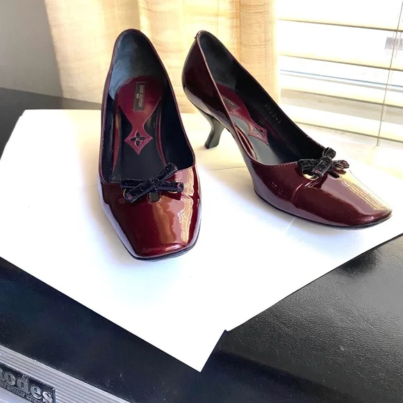louis vuitton burgundy leather dress Cato Burgundy Patent Leather Buckle Loafers - Leather